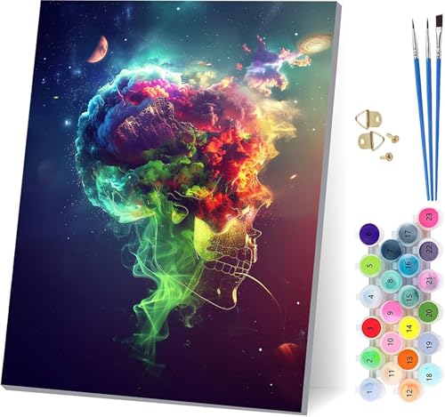 Skeleton Malen Nach Zahlen Erwachsene Mit Rahmen, Malen Nach Zahlen Abstrakt, DIY Set Erwachsene Mit 3 Pinseln und Acrylfarbe, Paint by Numbers für Deko Wohnzimmer, Geschenke für Frauen 40x50cm X-8789 von MAYUPEOU