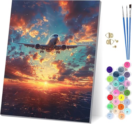 Sonnenuntergang Malen Nach Zahlen Erwachsene Mit Rahmen, Malen Nach Zahlen Flugzeug, DIY Set Erwachsene Mit 3 Pinseln und Acrylfarbe, Paint by Numbers für Deko Wohnzimmer und Wanddeko 30x40cm S-8471 Sonnenuntergang Malen Nach Zahlen Erwachsene Mit Rahmen, Malen Nach Zahlen Flugzeug, DIY Set Erwachsene Mit 3 Pinseln und Acrylfarbe, Paint by Numbers für Deko Wohnzimmer und Wanddeko 30x40cm S-8471 von MAYUPEOU