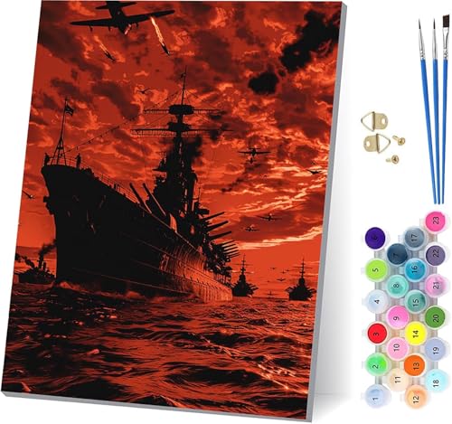 Sonnenuntergang Malen Nach Zahlen Erwachsene Mit Rahmen, Malen Nach Zahlen Kriegsschiff, DIY Set Erwachsene Mit 3 Pinseln und Acrylfarbe, Paint by Numbers für Deko Wohnzimmer Geschenke 30x40cm R-5844 Sonnenuntergang Malen Nach Zahlen Erwachsene Mit Rahmen, Malen Nach Zahlen Kriegsschiff, DIY Set Erwachsene Mit 3 Pinseln und Acrylfarbe, Paint by Numbers für Deko Wohnzimmer Geschenke 30x40cm R-5844 von MAYUPEOU
