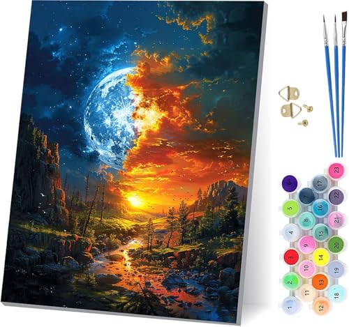 Sonnenuntergang Malen Nach Zahlen Erwachsene Mit Rahmen, Malen Nach Zahlen Landschaft, DIY Set Erwachsene Mit 3 Pinseln und Acrylfarbe, Paint by Numbers für Deko Wohnzimmer Geschenke 20x30cm 1-4526 Sonnenuntergang Malen Nach Zahlen Erwachsene Mit Rahmen, Malen Nach Zahlen Landschaft, DIY Set Erwachsene Mit 3 Pinseln und Acrylfarbe, Paint by Numbers für Deko Wohnzimmer Geschenke 20x30cm 1-4526 von MAYUPEOU