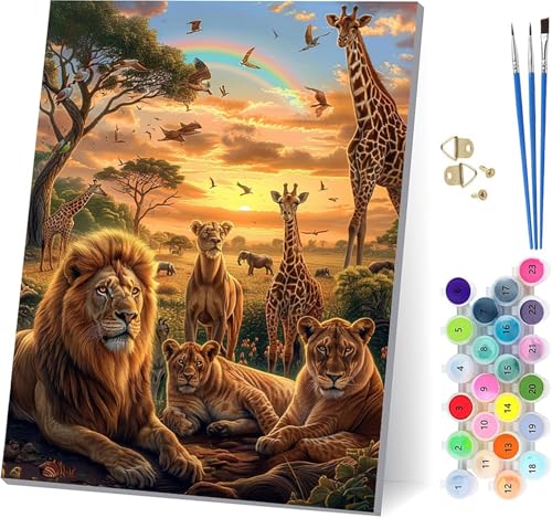 Sonnenuntergang Malen Nach Zahlen Erwachsene Mit Rahmen, Malen Nach Zahlen Tier, DIY Set Erwachsene Mit 3 Pinseln und Acrylfarbe, Paint by Numbers für Deko Wohnzimmer Geschenke 70x95cm 5-9942 Sonnenuntergang Malen Nach Zahlen Erwachsene Mit Rahmen, Malen Nach Zahlen Tier, DIY Set Erwachsene Mit 3 Pinseln und Acrylfarbe, Paint by Numbers für Deko Wohnzimmer Geschenke 70x95cm 5-9942 von MAYUPEOU