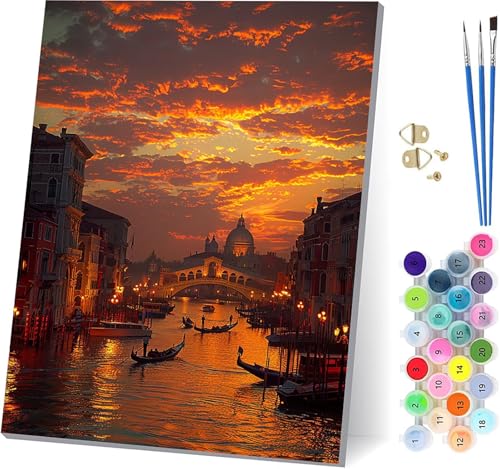 Sonnenuntergang Malen Nach Zahlen Erwachsene Mit Rahmen, Malen Nach Zahlen Venedig, DIY Set Erwachsene Mit 3 Pinseln und Acrylfarbe, Paint by Numbers für Deko Wohnzimmer Geschenke 100x130cm L-6635 Sonnenuntergang Malen Nach Zahlen Erwachsene Mit Rahmen, Malen Nach Zahlen Venedig, DIY Set Erwachsene Mit 3 Pinseln und Acrylfarbe, Paint by Numbers für Deko Wohnzimmer Geschenke 100x130cm L-6635 von MAYUPEOU