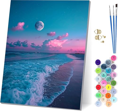 Strand Malen Nach Zahlen Erwachsene Mit Rahmen, Malen Nach Zahlen Landschaft, DIY Set Erwachsene Mit 3 Pinseln und Acrylfarbe, Paint by Numbers für Deko Wohnzimmer, Geschenke für Frauen 50x65cm 7-2396 Strand Malen Nach Zahlen Erwachsene Mit Rahmen, Malen Nach Zahlen Landschaft, DIY Set Erwachsene Mit 3 Pinseln und Acrylfarbe, Paint by Numbers für Deko Wohnzimmer, Geschenke für Frauen 50x65cm 7-2396 von MAYUPEOU