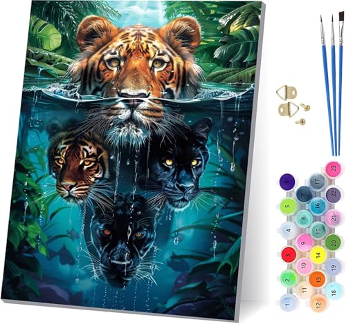 Tier Malen Nach Zahlen Erwachsene Mit Rahmen, Malen Nach Zahlen Tiger, DIY Set Erwachsene Mit 3 Pinseln und Acrylfarbe, Paint by Numbers für Deko Wohnzimmer, Geschenke für Frauen 40x50cm 5-5734 Tier Malen Nach Zahlen Erwachsene Mit Rahmen, Malen Nach Zahlen Tiger, DIY Set Erwachsene Mit 3 Pinseln und Acrylfarbe, Paint by Numbers für Deko Wohnzimmer, Geschenke für Frauen 40x50cm 5-5734 von MAYUPEOU