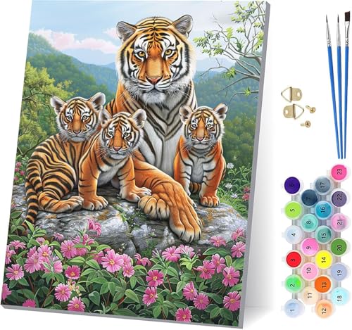 Tiger Malen Nach Zahlen Erwachsene Mit Rahmen, Malen Nach Zahlen Tier, DIY Set Erwachsene Mit 3 Pinseln und Acrylfarbe Knitterfreie Leinwand, Paint by Numbers für Deko Wohnzimmer 70x95cm 0-7847 Tiger Malen Nach Zahlen Erwachsene Mit Rahmen, Malen Nach Zahlen Tier, DIY Set Erwachsene Mit 3 Pinseln und Acrylfarbe Knitterfreie Leinwand, Paint by Numbers für Deko Wohnzimmer 70x95cm 0-7847 von MAYUPEOU