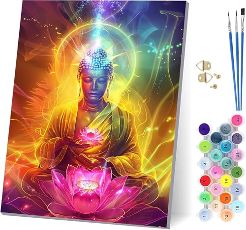 Zen Malen Nach Zahlen Erwachsene Mit Rahmen, Malen Nach Zahlen Blume, DIY Set Erwachsene Mit 3 Pinseln und Acrylfarbe, Paint by Numbers für Deko Wohnzimmer, Geschenke für Frauen 30x40cm 9-8300 von MAYUPEOU