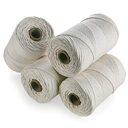 MB Cordas Baumwollgarn 3mm 800 m - Natürliche Baumwollkordel – 1 PLY Starke Baumwollschnur - Makramee Traumfänger, Wandbehang, Stricken, Häkeln - Elfenbeinweiß von MB Cordas