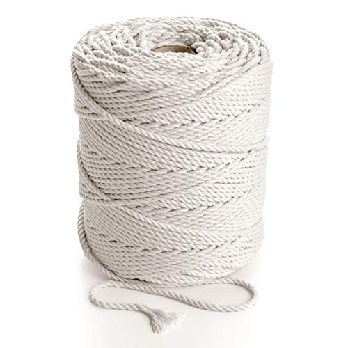 MB Cordas Makramee-Seil 4 mm 200 m - Natürliche Baumwollkordel - 3PLY Starke Baumwollschnur - Makramee Traumfänger, Wandbehang, Stricken, Häkeln - Ecru Weiß von MB Cordas