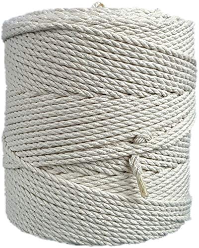 MB Cordas Makramee-Seil 4mm 260 m - Natürliche Baumwollkordel - 3PLY Starke Baumwollschnur - Makramee Traumfänger, Wandbehang, Stricken, Häkeln – Natur (Ecru, Elfenbeinweiß) von MB Cordas