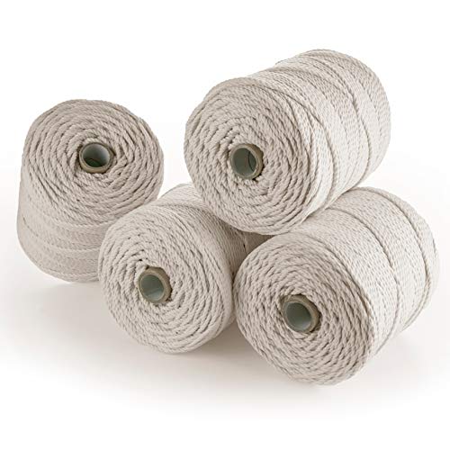 MB Cordas Makramee-Seil 4mm 800m - Natürliche Baumwollkordel - 3PLY Starke Baumwollschnur - Makramee Traumfänger, Wandbehang, Stricken, Häkeln - Ecru Weiß MB Cordas Makramee-Seil 4mm 800m - Natürliche Baumwollkordel - 3PLY Starke Baumwollschnur - Makramee Traumfänger, Wandbehang, Stricken, Häkeln - Ecru Weiß von MB Cordas