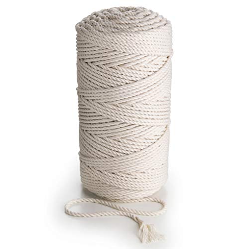 MB Cordas Makramee-Seil 5mm 230 m - Natürliche Baumwollkordel - 3PLY Starke Baumwollschnur - Makramee Traumfänger, Wandbehang, Stricken, Häkeln – Natur (EcruWeiß) von MB Cordas