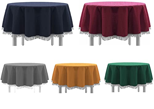 Tischdecke Gartentischdecke einfarbig mit Fransen Classic viele Größen Formen und Farben (Oval 140x180 cm, Bordeaux) von MB Warenhandel24