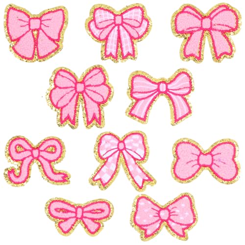 MBAIYO 10 x Chenille-Bügelflicken, rosa Schleife, Reparaturflicken zum Aufbügeln, bestickte Applikation, DIY-Zubehör für Damen, Rucksack, Hüte, Kleidung, Hosen, Schuhe, Dekoration MBAIYO 10 x Chenille-Bügelflicken, rosa Schleife, Reparaturflicken zum Aufbügeln, bestickte Applikation, DIY-Zubehör für Damen, Rucksack, Hüte, Kleidung, Hosen, Schuhe, Dekoration von MBAIYO
