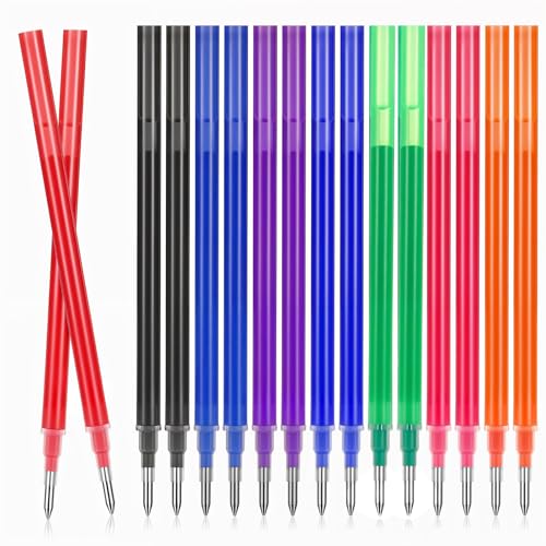 MBAIYO 16 Stück Bunt Radierbarer Ersatzminen,8 Farben Kugelschreiber Ersatzminen 0,7mm Stiftspitze Erasable Gel Pen Refill Set Tintenroller Radierbar Stiftminen für Kinder Studenten Schulanfänger von MBAIYO