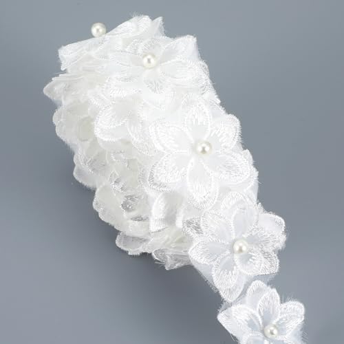 MBAIYO 3 Meter 3D-Perlen-Stickerei-Applikation, Organza-Blumen-Spitzenbesatz, Blumenapplikation, bestickter Spitzenstoff für Hochzeitskleid, Verzierung, DIY, Nähen, Basteln, Heimdekoration, Weiß MBAIYO 3 Meter 3D-Perlen-Stickerei-Applikation, Organza-Blumen-Spitzenbesatz, Blumenapplikation, bestickter Spitzenstoff für Hochzeitskleid, Verzierung, DIY, Nähen, Basteln, Heimdekoration, Weiß von MBAIYO