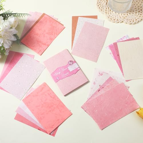 MBAIYO 50 Stück rosa handgefertigtes strukturiertes Scrapbook-Papier, Kunsthandwerk strukturiertes Papier, gemischte Spezial-Bastelpapiere, 12,9 x 8,9 cm, Mini-Papier für Scrapbooking, Junk-Tagebuch MBAIYO 50 Stück rosa handgefertigtes strukturiertes Scrapbook-Papier, Kunsthandwerk strukturiertes Papier, gemischte Spezial-Bastelpapiere, 12,9 x 8,9 cm, Mini-Papier für Scrapbooking, Junk-Tagebuch von MBAIYO