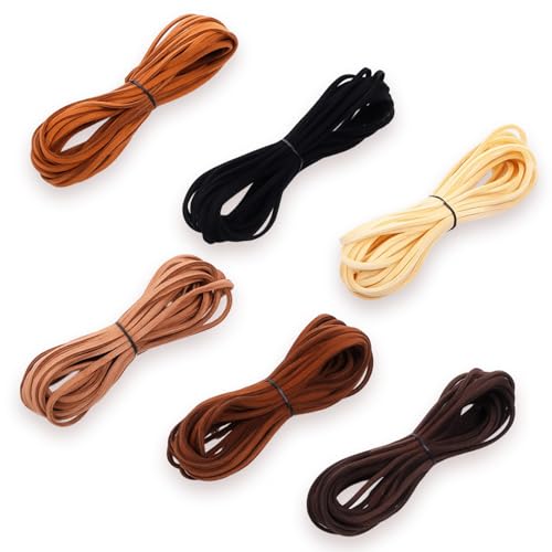 MBAIYO 6 Rollen Lederschnur Lederband 6 Colors 30m Lederschnüre, 3mm Leder Schnur Faux, Klassik Vintage Lederbänder für DIY Armband Halskette Schmuck Handwerk Gelb Kaffee Dunkel Kaffee Schwarz Khaki MBAIYO 6 Rollen Lederschnur Lederband 6 Colors 30m Lederschnüre, 3mm Leder Schnur Faux, Klassik Vintage Lederbänder für DIY Armband Halskette Schmuck Handwerk Gelb Kaffee Dunkel Kaffee Schwarz Khaki von MBAIYO