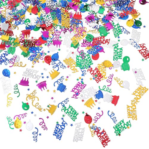 MBAIYO Confetti Geburtstag Deko,Happy Birthday Konfetti Geburtstag Schmuck Streudeko Jubeltag Deko Happy Birthday Verzierung Frau Mann Tisch für Jubiläum Partydekorationen von MBAIYO