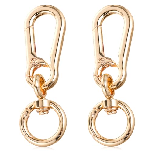 MBAIYO Goldene Drehbare Karabinerhaken,2 Stück Metall Karabiner Schlüsselanhänger mit Drehgelenk Abnehmbare Karabinerverschluss für DIY Keychain Geldbeutel Handtasche Basteln Rucksack Zubehör MBAIYO Goldene Drehbare Karabinerhaken,2 Stück Metall Karabiner Schlüsselanhänger mit Drehgelenk Abnehmbare Karabinerverschluss für DIY Keychain Geldbeutel Handtasche Basteln Rucksack Zubehör von MBAIYO