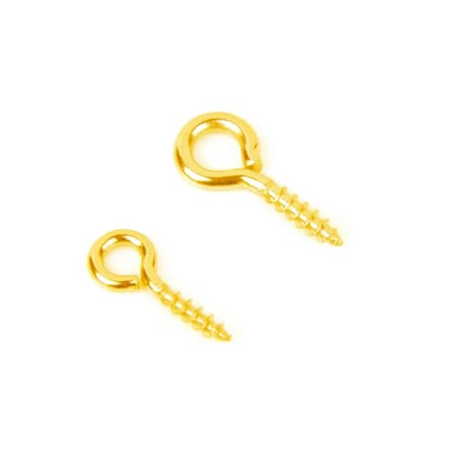 MBHHU 100 Stück kleine Ösenstifte aus Edelstahl mit Schraubverschluss, kleine winzige Mini-Ösenstifte, Ösenhaken, Schraubverschlusshaken for die Schmuckherstellung(Cj-080-gold,1.0x4x10mm) von MBHHU