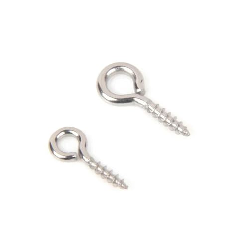MBHHU 100 Stück kleine Ösenstifte aus Edelstahl mit Schraubverschluss, kleine winzige Mini-Ösenstifte, Ösenhaken, Schraubverschlusshaken for die Schmuckherstellung(Cj-080-steel,1.0x4x10mm) von MBHHU