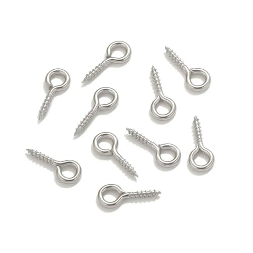 MBHHU 200 Stück kleine Ösenstifte aus Edelstahl mit Schraubverschluss, kleine winzige Mini-Ösenstifte, Ösenhaken, Schraubverschlusshaken for die Schmuckherstellung(4x10mm) von MBHHU