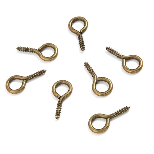 MBHHU Kleine Ösenstifte mit Schraubverschluss aus Edelstahl, kleine winzige Mini-Ösenstifte, Ösenhaken, Schraubverschlusshaken for die Schmuckherstellung(Antique Bronze,4x8mm 200pcs) von MBHHU
