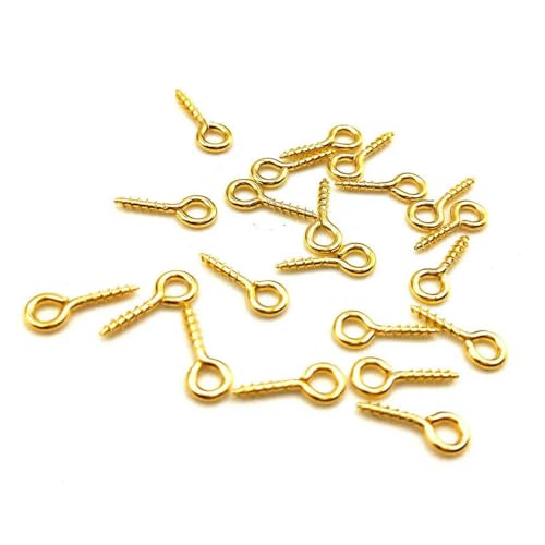 MBHHU Kleine Ösenstifte mit Schraubverschluss aus Edelstahl, kleine winzige Mini-Ösenstifte, Ösenhaken, Schraubverschlusshaken for die Schmuckherstellung(Gold,4x10mm) von MBHHU