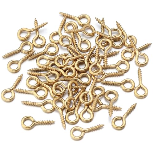 MBHHU Kleine Ösenstifte mit Schraubverschluss aus Edelstahl, kleine winzige Mini-Ösenstifte, Ösenhaken, Schraubverschlusshaken for die Schmuckherstellung(Gold 20pcs,4x10mm) von MBHHU