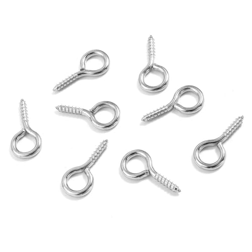 MBHHU Kleine Ösenstifte mit Schraubverschluss aus Edelstahl, kleine winzige Mini-Ösenstifte, Ösenhaken, Schraubverschlusshaken for die Schmuckherstellung(K White,6x12mm 100pcs) von MBHHU
