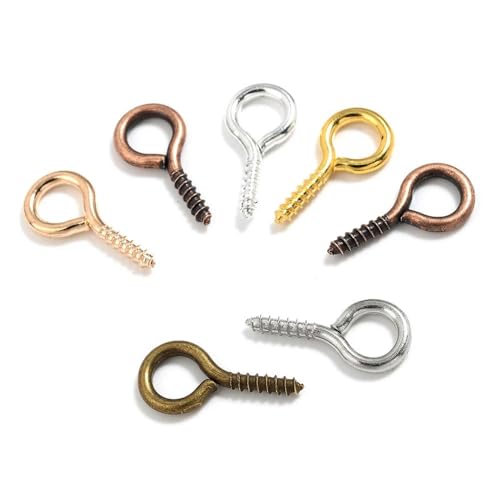 MBHHU Kleine Ösenstifte mit Schraubverschluss aus Edelstahl, kleine winzige Mini-Ösenstifte, Ösenhaken, Schraubverschlusshaken for die Schmuckherstellung(Mix,4x8mm 200pcs) von MBHHU