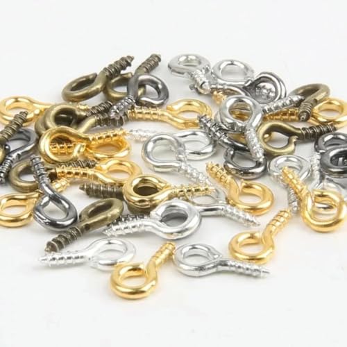 MBHHU Kleine Ösenstifte mit Schraubverschluss aus Edelstahl, kleine winzige Mini-Ösenstifte, Ösenhaken, Schraubverschlusshaken for die Schmuckherstellung(Mixed,8mm) von MBHHU
