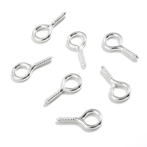 MBHHU Kleine Ösenstifte mit Schraubverschluss aus Edelstahl, kleine winzige Mini-Ösenstifte, Ösenhaken, Schraubverschlusshaken for die Schmuckherstellung(Silver,4x8mm 200pcs) von MBHHU