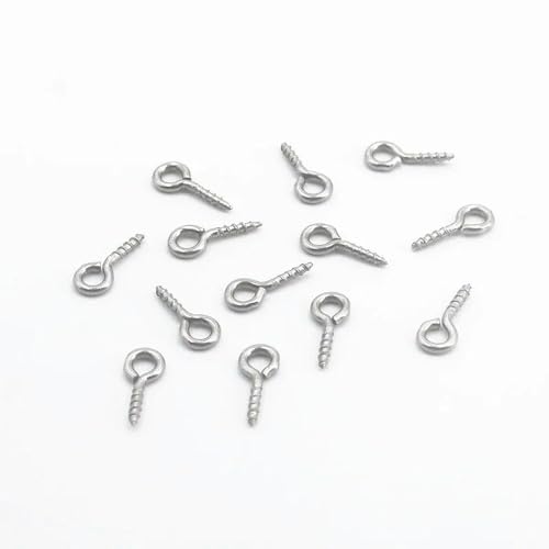 MBHHU Kleine Ösenstifte mit Schraubverschluss aus Edelstahl, kleine winzige Mini-Ösenstifte, Ösenhaken, Schraubverschlusshaken for die Schmuckherstellung(Steel Tone,4x10mm) von MBHHU