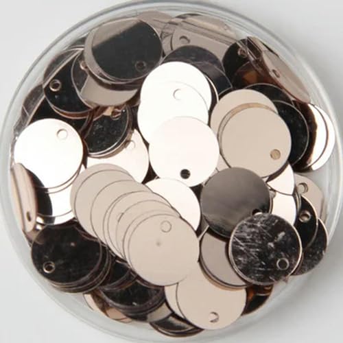 MBHHU PVC-Pailletten, flach, rund, groß, lose Pailletten, for Nähen, for Hochzeiten, Basteln, Kleidung, Zubehör(Champange,20mm 10g 100pcs) von MBHHU