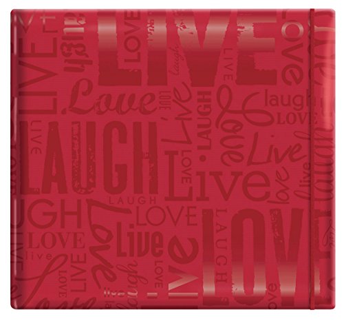 MCS MBI 848115 Sammelalbum, geprägt, glänzend, 30,5 x 30,5 cm, mit 30,5 x 30,5 cm großen Seiten, Rot, geprägt "Live, Laugh, Love" von MBI