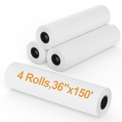 Breitformat-Papier, 4 Rollen, 91,4 cm x 45,7 m, CAD-Bond-Rollen, Plotterpapier auf 5,1 cm Kern für CAD-Zeichnungen, Ingenieurpläne, GIS-Karten und architektonische Designs von MBLABEL