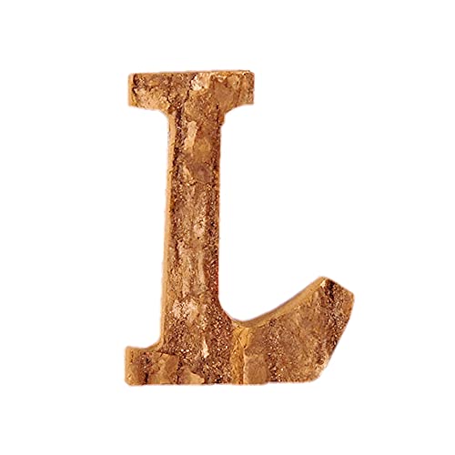 1 x Buchstaben-Dekoration, Holzbuchstaben, Baumrinde, Retro-Ornamente, DIY-Dekorationen, (L) von MBLUE