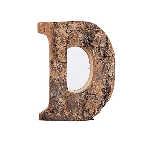 1 x Buchstaben-Dekoration, Holzbuchstaben, Rinde Retro-Ornamente, DIY-Dekorationen (D). von MBLUE