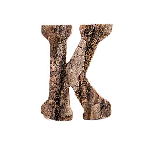 1 x Buchstaben-Dekoration, Holzbuchstaben, Rinde Retro-Ornamente, DIY-Dekorationen (K). von MBLUE