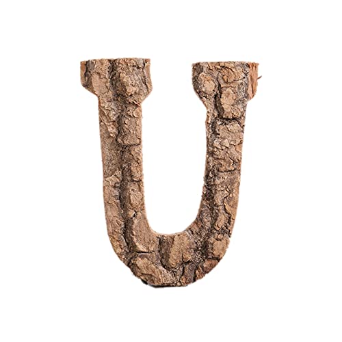 1 x Buchstaben-Dekoration, Holzbuchstaben, Rinde Retro-Ornamente, DIY-Dekorationen (U). von MBLUE