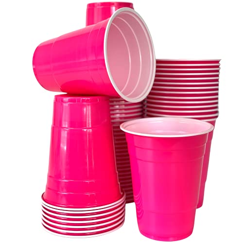 MYBEERPONG ® 50 Pinke Trinkbecher 16 oz (437 ml) | Bierpong Becher Set für Party, Geburtstag & Festival | Plastikbecher robust und wiederverwendbar von MBP My Beer Pong