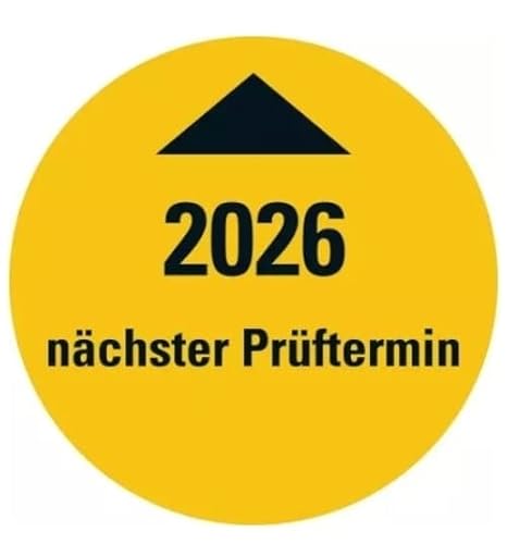 25 Stück – Systemprüfplakette Jahresprüfplakette „Nächster Prüftermin 2026“ Etikett Folie Aufkleber, signalgelb | Ø15-40mm Made in Germany, Größe: Ø30 mm von MBS-SIGNS