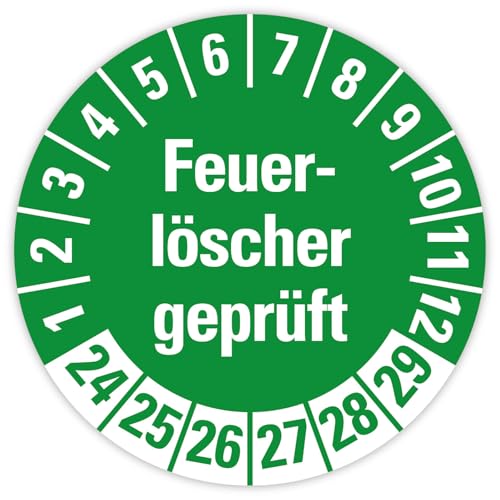 25x Prüfplaketten „Feuerlöscher geprüft 2024-2029" auf Bogen Folie, Grün | Ø 20-30 mm Made in Germany, Größe: Ø 30 mm 25x Prüfplaketten „Feuerlöscher geprüft 2024-2029" auf Bogen Folie, Grün | Ø 20-30 mm Made in Germany, Größe: Ø 30 mm von MBS SIGNS
