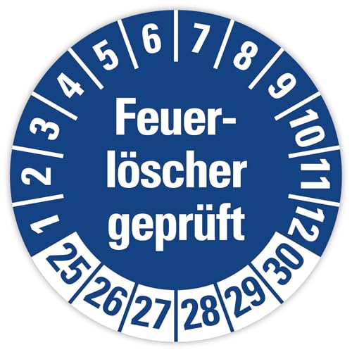 25x Prüfplaketten „Feuerlöscher geprüft 2025-2030" auf Bogen Folie, Blau | Ø 20-30 mm Made in Germany, Größe: Ø 30 mm 25x Prüfplaketten „Feuerlöscher geprüft 2025-2030" auf Bogen Folie, Blau | Ø 20-30 mm Made in Germany, Größe: Ø 30 mm von MBS SIGNS
