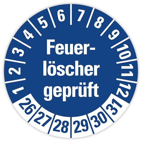 25x Prüfplaketten „Feuerlöscher geprüft 2026-2031" auf Bogen Folie, Blau | Ø 20-30 mm Made in Germany, Größe: Ø 30 mm 25x Prüfplaketten „Feuerlöscher geprüft 2026-2031" auf Bogen Folie, Blau | Ø 20-30 mm Made in Germany, Größe: Ø 30 mm von MBS SIGNS