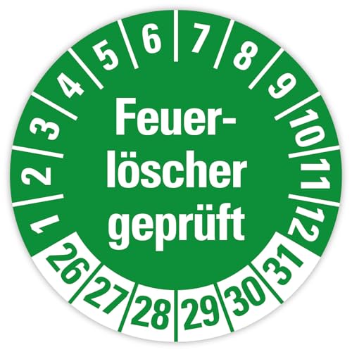 25x Prüfplaketten „Feuerlöscher geprüft 2026-2031" auf Bogen Folie, Grün | Ø 20-30 mm Made in Germany, Größe: Ø 20 mm 25x Prüfplaketten „Feuerlöscher geprüft 2026-2031" auf Bogen Folie, Grün | Ø 20-30 mm Made in Germany, Größe: Ø 20 mm von MBS SIGNS