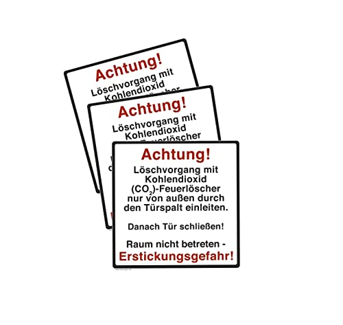 3 Stück – Aufkleber Warnung „Achtung Erstickungsgefahr! CO2-Feuerlöscher Raum nicht betreten“ Warn Schild Folie selbstklebend | 10x10cm Made in Germany von MBS-SIGNS