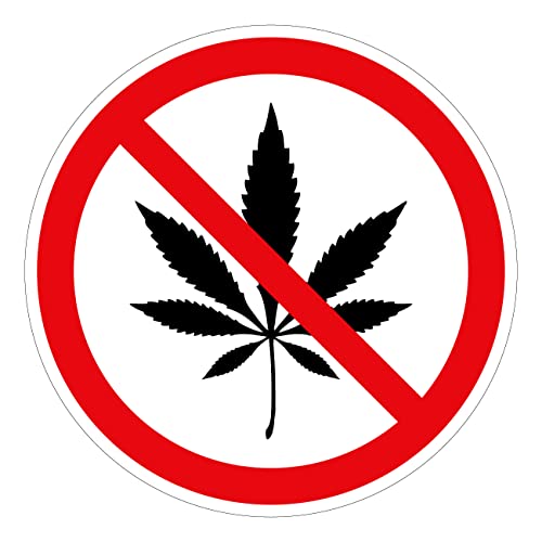 5 Stück – Aufkleber Sticker Verbotszeichen „Cannabis verboten“ Verbot Hinweis Folie selbstklebend | Ø5-30cm Made in Germany, Größen Name: 5 Stück | Ø10cm von MBS-SIGNS