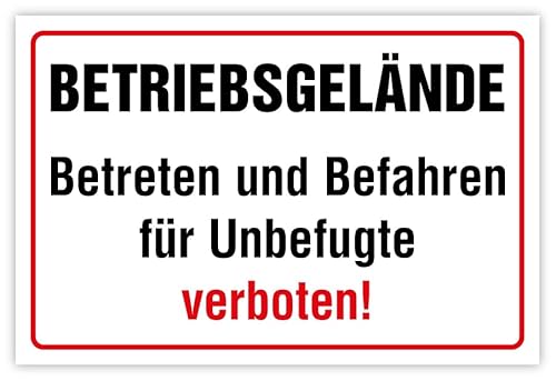 Aufkleber „BETRIEBSGELÄNDE Betreten und Befahren verboten!“ Hinweis | Größe & Varianten wählbar Made in Germany, Größen Name: Weiß Schwarz Rot, Material: 60x40 cm Aufkleber „BETRIEBSGELÄNDE Betreten und Befahren verboten!“ Hinweis | Größe & Varianten wählbar Made in Germany, Größen Name: Weiß Schwarz Rot, Material: 60x40 cm von MBS-SIGNS